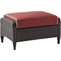 Crosley Kiawah Outdoor Wicker Ottoman; Sangria & Brown KO70067BR-SG